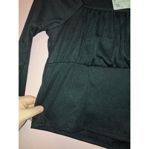 NWT Poof black cropped preppy long sleeve top size medium - Picture 2 of 6